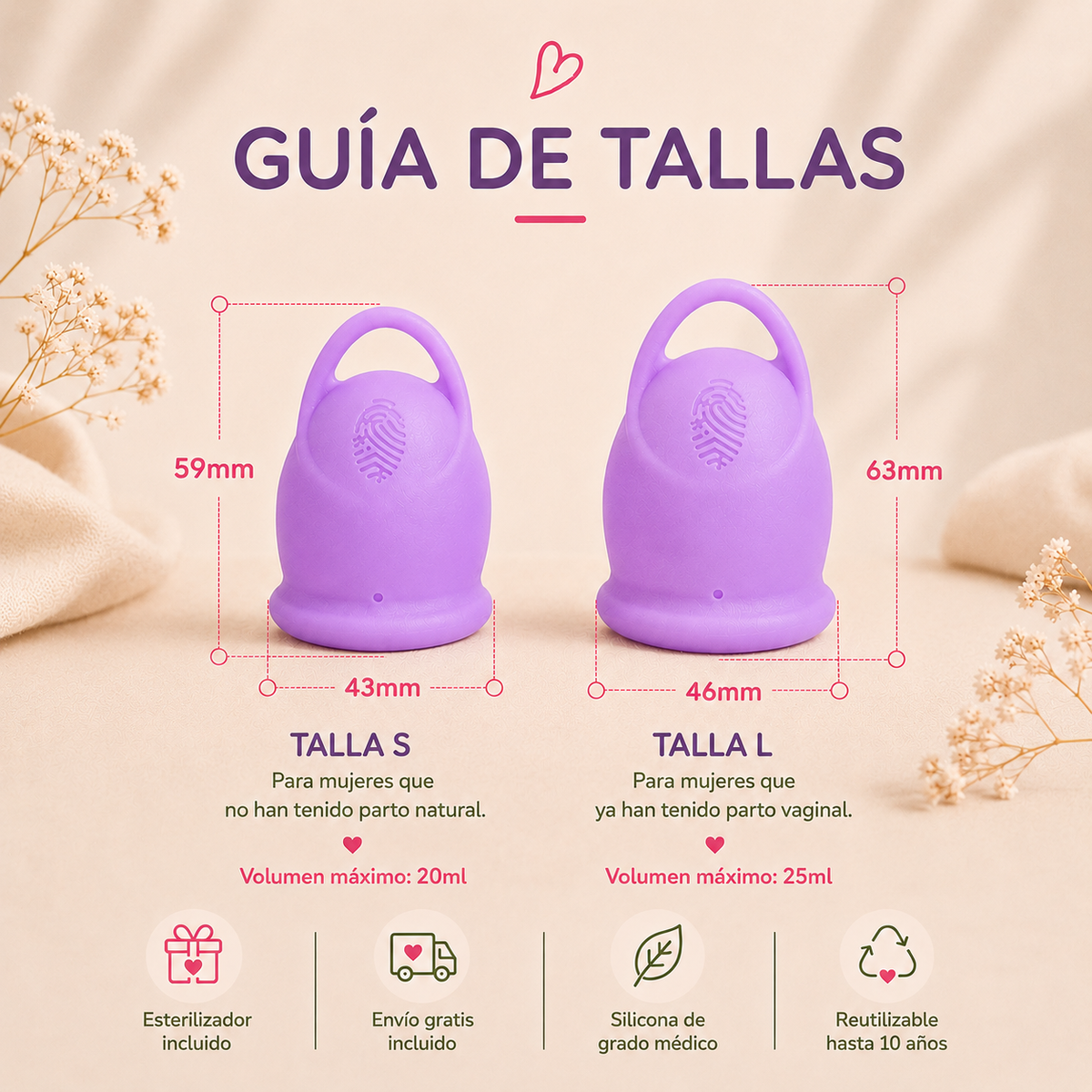 Kit Premium Copa Lazo + Esterilizador Amaure