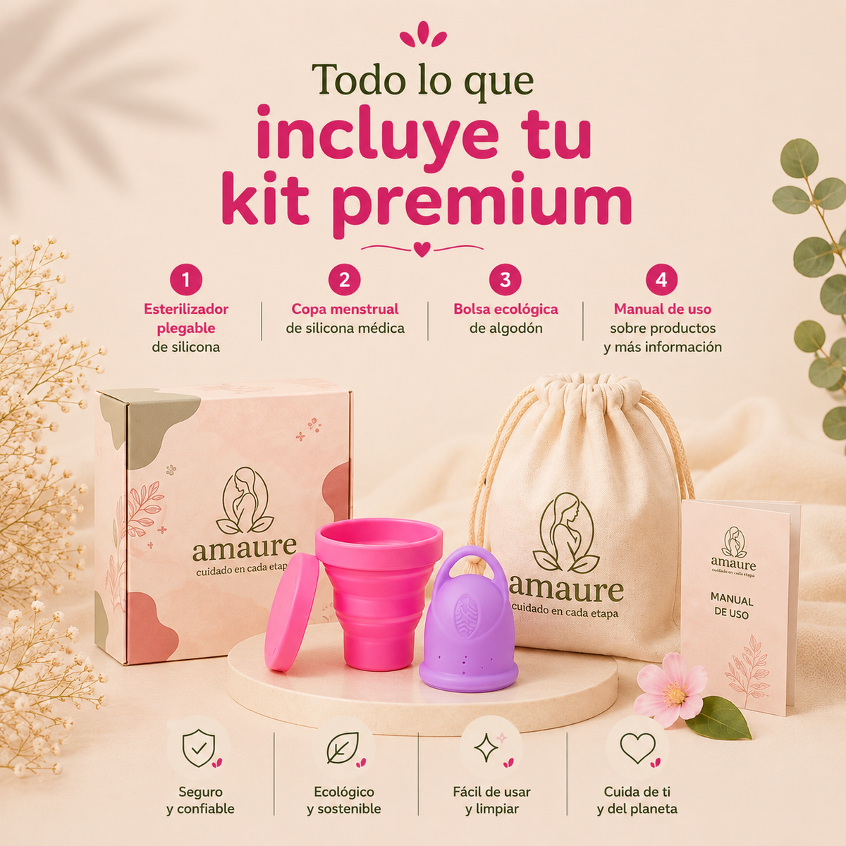 Kit Premium Copa Lazo + Esterilizador Amaure