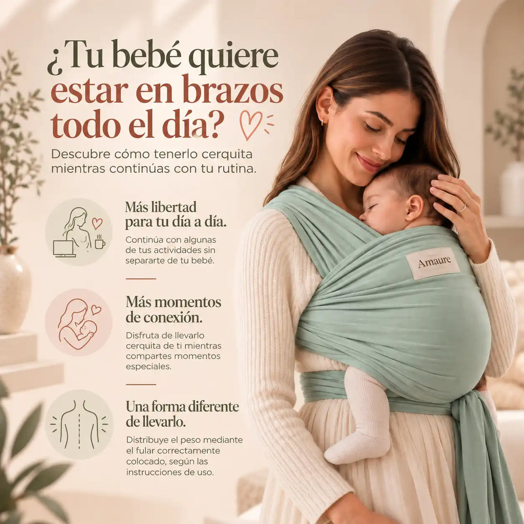 Fular Ergonómico Amaure® cuida tu espalda  y la postura de tu Bebe