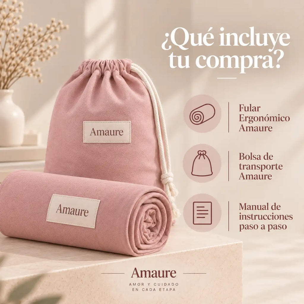 Fular Ergonómico Amaure® cuida tu espalda  y la postura de tu Bebe