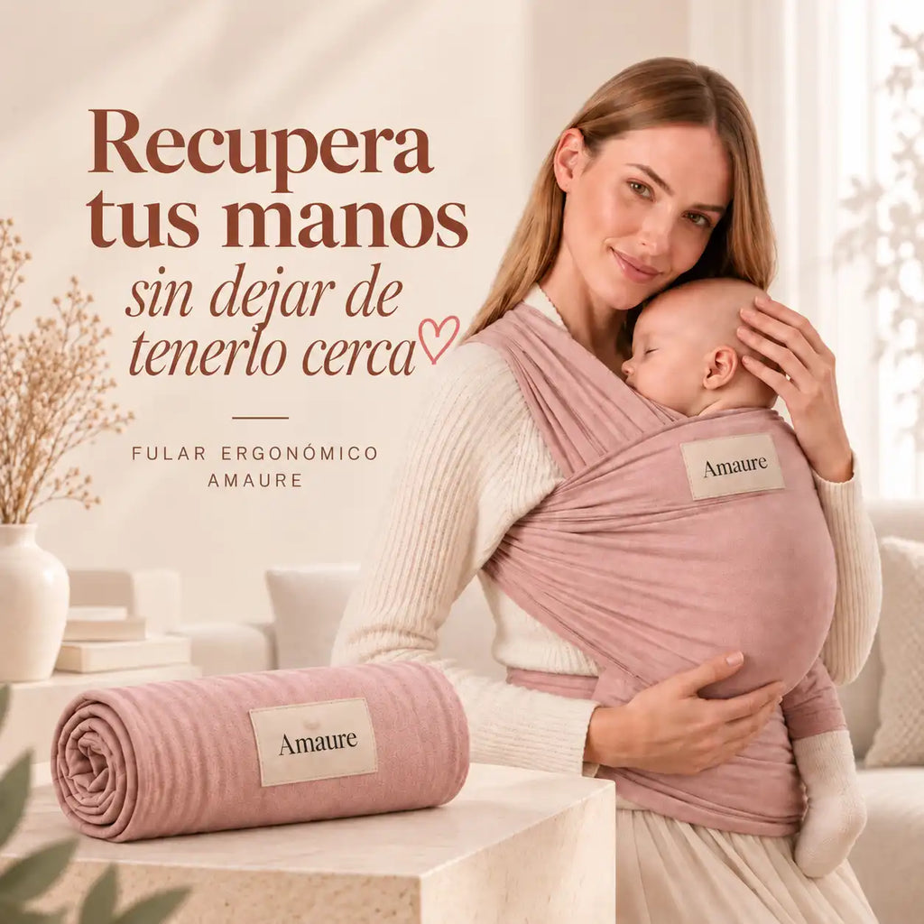 Fular Ergonómico Amaure® cuida tu espalda  y la postura de tu Bebe